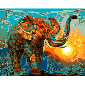 Картина по номерам "Слон на заході сонця"