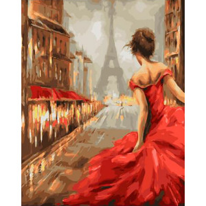 Картина по номерам "Девушка на улице Парижа"