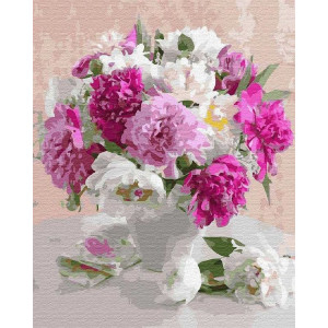 Картина по номерам "Свежие цветы в белой вазе"