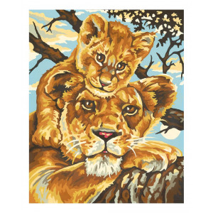 Картина по номерам "Львица с львенком"
