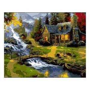 Картина по номерам "Дом у горной речки"