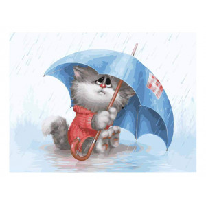 Картина по номерам "Кошарик под дождем"