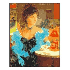 Картина по номерам "Дама в кафе"