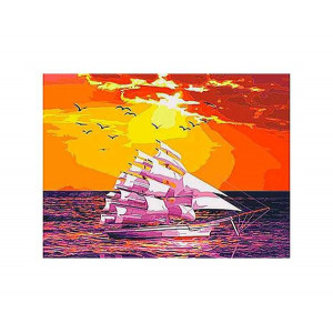 Картина по номерам "Белый корабль на закате"