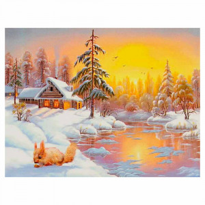 Картина по номерам "Зимний пейзаж на закате"
