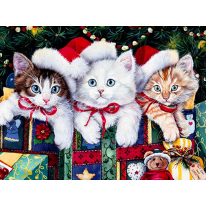 Картина по номерам "Різдвяні кошенята"