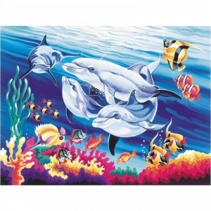Картина по номерам "Дельфины под водой"
