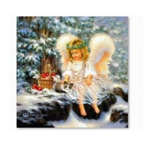Картина по номерам "Ангелок в зимнем лесу"