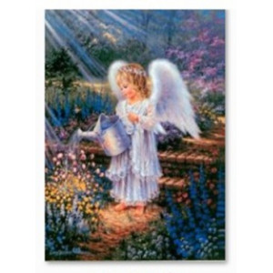 Картина по номерам "Ангелок поливает цветы"