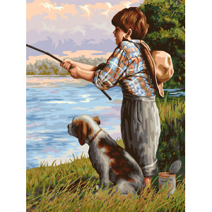Картина по номерам "Друзья на рыбалке"