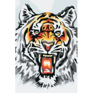 Картина по номерам "Рычащий тигр"