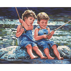 Картина по номерам "Хлопчики-рибалки"