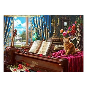 Картина по номерам "Рояль и кот"
