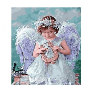 Картина по номерам "Девочка-ангел с лирой"