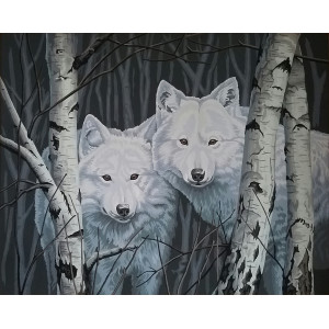 Картина по номерам "Два белых волка между берез"