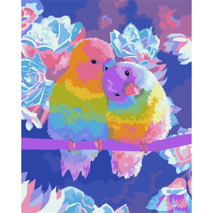 Картина по номерам "Влюбленные попугаи"