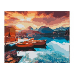 Картина по номерам "Рассвет над озером в горах"