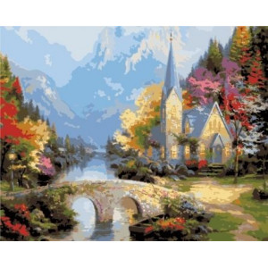 Картина по номерам "Сільська церква біля річки"