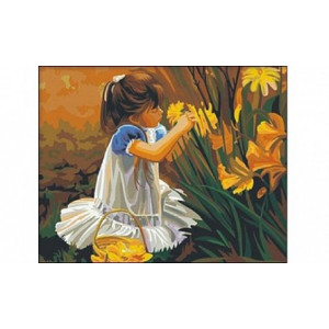 Картина по номерам "Девочка и цветы"