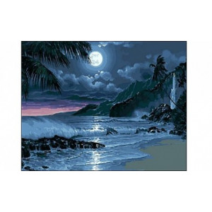 Картина по номерам "Луна над морем"