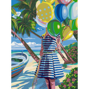 Картина по номерам "Девушка с шариками"