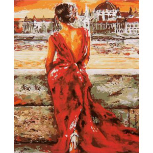 Картина по номерам "Жінка у червоному"