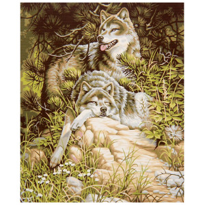 Картина по номерам "Отдыхающие волки"