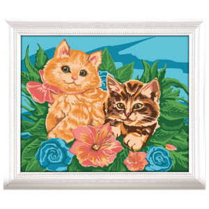 Картина по номерам "Котята в цветах"
