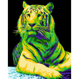 Картина по номерам "Неоновый тигр Поп-арт"