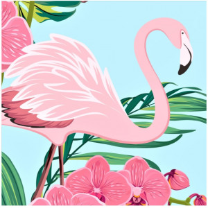 Картина по номерам "Фламинго в цветах"