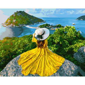 Картина по номерам "Девушка в платье на фоне моря"