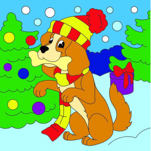 Картина по номерам "Милый новогодний щенок"