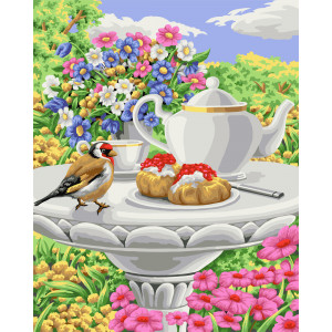 Картина по номерам "Чай в цветочном саду"