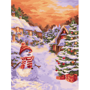 Картина по номерам "Рождественская деревенька"