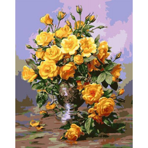 Картина по номерам "Розы в серебряной вазе"