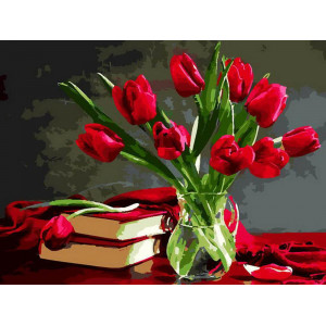 Картина по номерам "Букет красных тюльпанов"