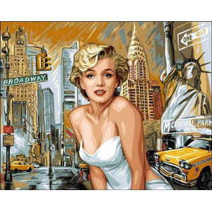 Картина по номерам "Мэрилин на фоне Нью-Йорка"