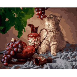 Картина по номерам "Кот и виноград"