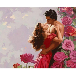 Картина по номерам "Влюбленные среди роз"