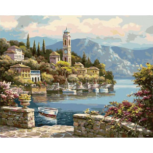 Картина по номерам "Деревенская часовая башня"