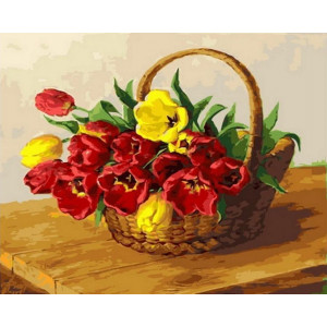 Картина по номерам "Корзинка тюльпанов"