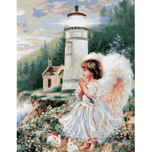 Картина по номерам "Ангел біля маяка"