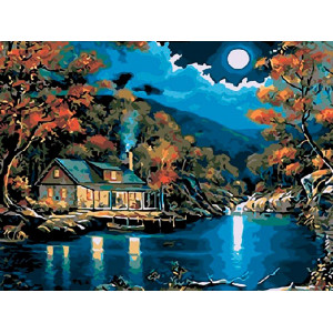 Картина по номерам "Луна над рекой"