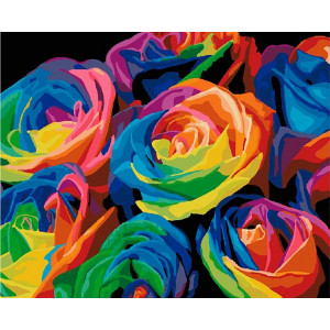 Картина по номерам "Разноцветные розы"