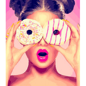 Картина по номерам "Девушка с пончиком"
