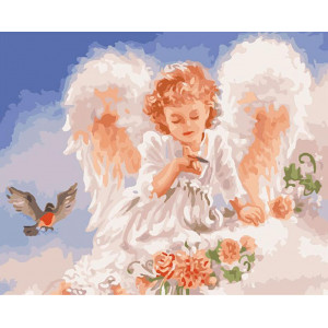 Картина по номерам "Ангел с птичкой"