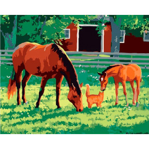 Картина по номерам "Лошади на прогулке"
