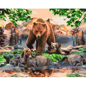Картина по номерам "Медведица с медвежатами"