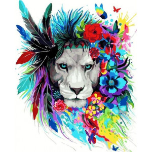 Картина по номерам "Квітковий лев"