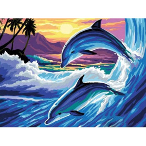 Картина по номерам "Дельфины на закате"